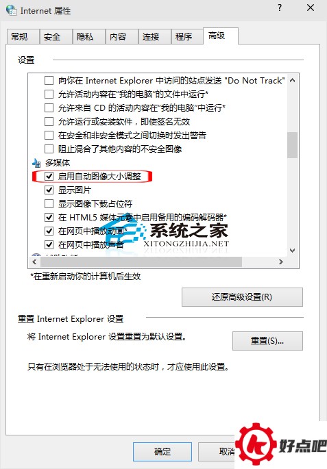 Win10让IE自动调整图像大小的方法